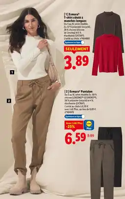 Lidl ESMARA T-shirt côtelé à manches longues offre