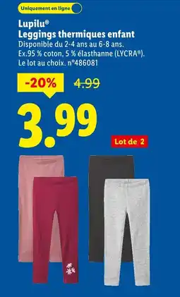 Lidl LUPILU Leggings thermiques enfant offre