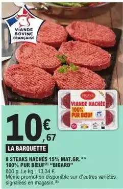 E.Leclerc Express Bigard - 8 steaks hachés 15% mat. gr offre