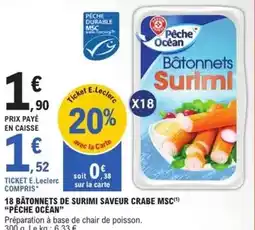 E.Leclerc Express 18 bâtonnets de surimi saveur crabe msc offre
