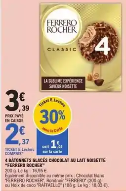 E.Leclerc Express Ferrero rocher - 8 atornées glacés chocolat au lait noisette offre