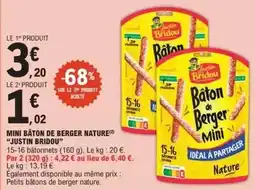 E.Leclerc Express Justin bridou - mini bâton de berger nature offre