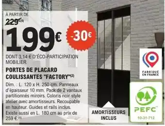 E.Leclerc Brico Dim - portes de placard coulissantes factory offre