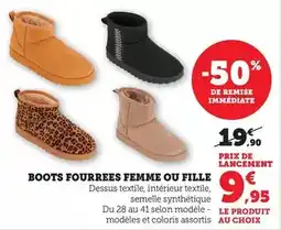Hyper U Boots fourrees femme ou fille offre