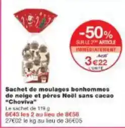 Monoprix Sachet de moulages bonhommes de neige et pères noël sans cacao offre