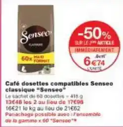 Monoprix Senseo - café dosettes compatibles classique offre