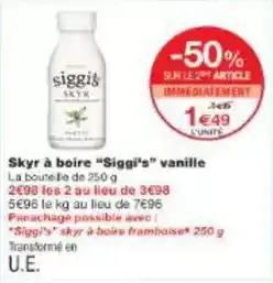 Monoprix Siggi's - skyr à boire sigis vanille offre