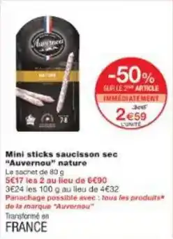Monoprix Auvernou - mini sticks saucisson sec offre