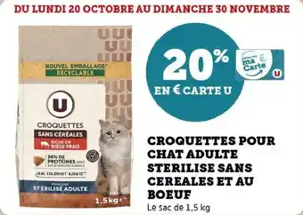 U Express Croquettes pour chat adulte sterilise sans cereales et au boeuf offre