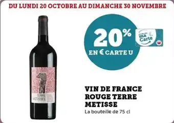 U Express Vin de france rouge terre metisse offre