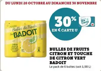 U Express Bulles de fruits citron et touche de citron vert badoit offre