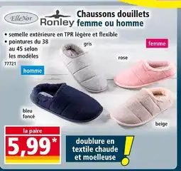 Norma ElleNor / Ronley Chaussons douillets femme gris offre