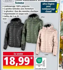 Norma ElleNor Veste matelassée avec capuche femme offre