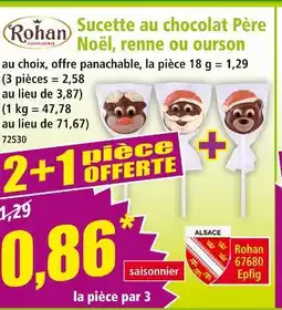 Norma Rohan Confiserie Sucette au chocolat Père Noël offre