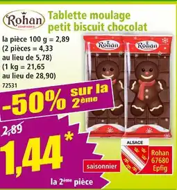 Norma Rohan Confiserie Tablette moulage petit biscuit chocolat offre