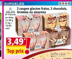 Norma Gelato D'Italia 2 coupes glacées fraise, 3 chocolats, tiramisu ou amarena offre