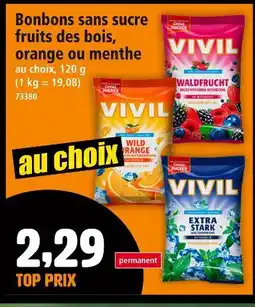 Norma VIVIL Bonbons sans sucre fruits des bois, orange ou menthe offre