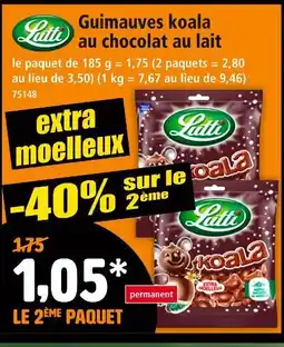 Norma Lutti Guimauves koala au chocolat au lait offre