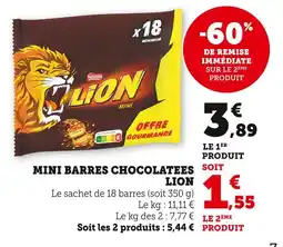 Super U Nestlé Lion Mini Barres Chocolatées offre
