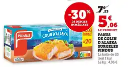 Super U Findus Panes de Colin d'Alaska Surgelés offre