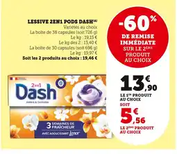 Super U Dash Lessive 2en1 Pods offre