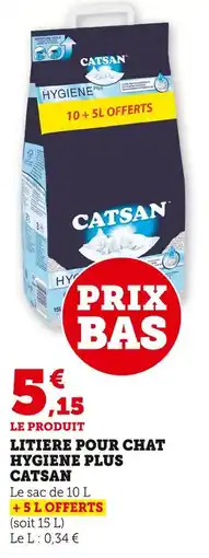 Super U Catsan Litière pour chat Hygiène Plus offre