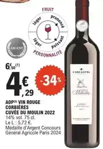 E.Leclerc Corbiéres - aop vin rouge cuvée du moulin 2022 offre