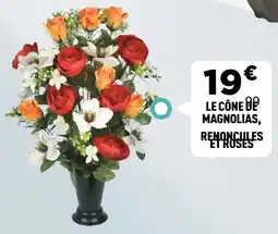 Centrakor Le cône b magnolias, renoncules et roses offre