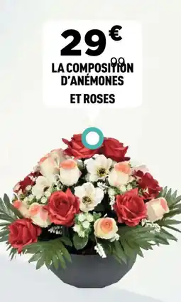 Centrakor La composition d'anémones et roses offre