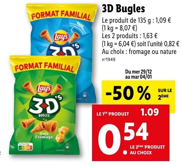 Promo 3D bugles chez Lidl