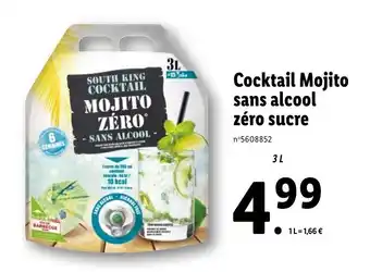 Lidl Cocktail mojito sans alcool zéro sucre offre
