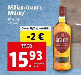 Lidl Willliam grant's whisky offre