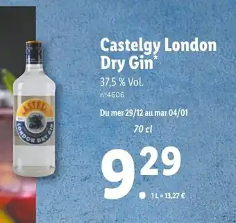 Lidl Castelgy london dry gin offre