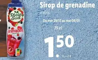 Lidl Sirop de grenadine offre
