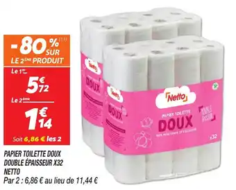 Papier toilette doux double épaisseur x32 netto