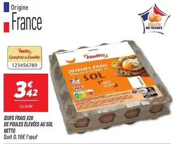 Ceufs frais x20 de poules élevées au sol netto netto