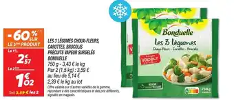Netto Les 3 légumes choux-fleurs, carottes, brocolis précuits vapeur surgelés bonduelle offre
