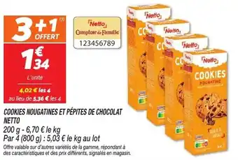 Netto Cookies nougatines et pépites de chocola netto offre