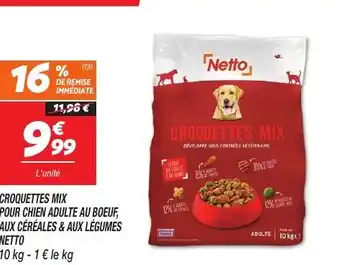 Netto Croquettes mix pour chien adulte au boeuf, aux céréales & aux légumes netto offre