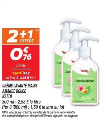Netto Crème lavante mains amande douce netto offre
