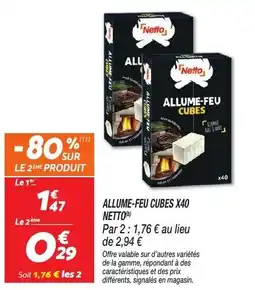Netto Allume-feu cubes x40 netto offre