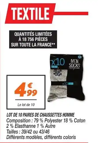 Netto Lot de 10 paires de chaussettes homme offre