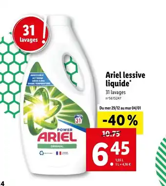 Lidl Ariel lessive liquide offre