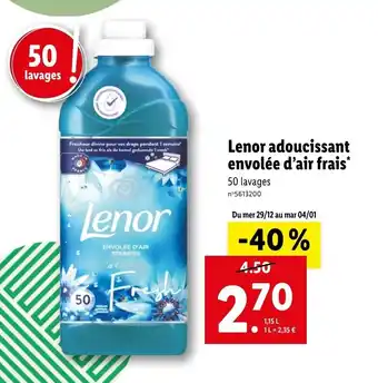 Lidl Lenor adoucissant envolée d'air frais offre