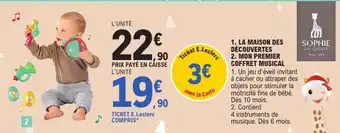 E.Leclerc La maison des découvertes, mon premier coffret musical offre