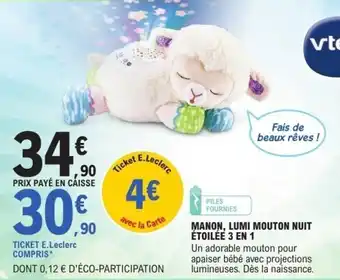 E.Leclerc Manon, lumi mouton nuit étoilée 3 en 1 offre