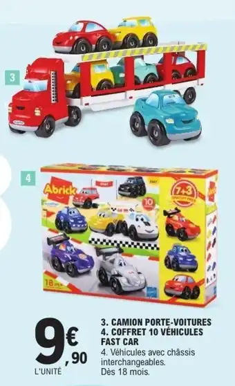 E.Leclerc Camion porte-voitures, coffret 10 véhicules fast car offre