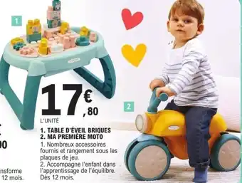 E.Leclerc Table d'éveil briques,ma première moto offre