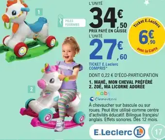 E.Leclerc Mahé, mon cheval préféré, zoé, ma licorne adorée offre