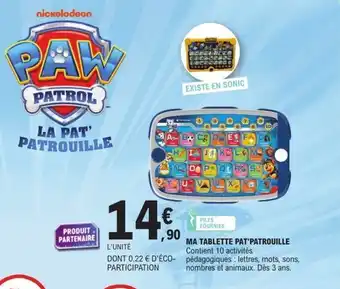 E.Leclerc Ma tablette pat'patrouille offre